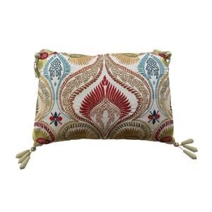 Pier 1 Imports Pillow Embroidered Boho India Feathers Floral Tassels 14×18